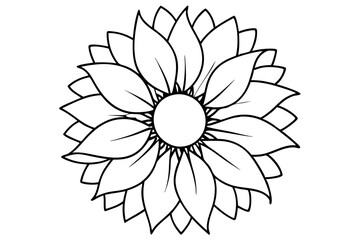 Sunflower, Sunflower outline. Vector illustration.