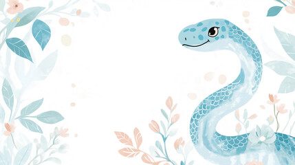 Obraz premium 2025년 새해 인사와 귀여운 뱀 일러스트 배경