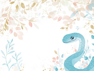 Fototapeta premium 2025년 새해 인사와 귀여운 뱀 일러스트 배경