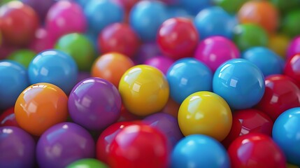 Colorful plastic balls in a children's playroom, close up
