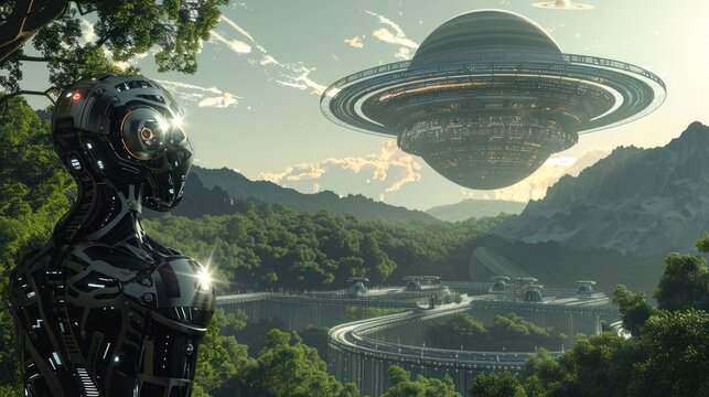 Robot in a Futuristic Landscape