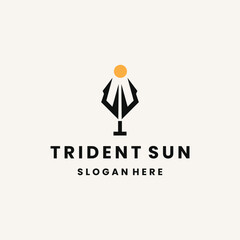 Trident sun logo template vector illustration design