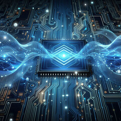 circuit board background electronics with technological sophistication in blue Circuit board background with abstract technology chip processor Central Computer Processors CPU concept Motherboard 