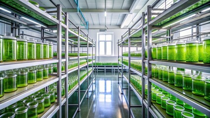 Fototapeta premium High tech lab growing algae for bio fuel production, Algae, farm, sustainable, energy, source, high tech, lab