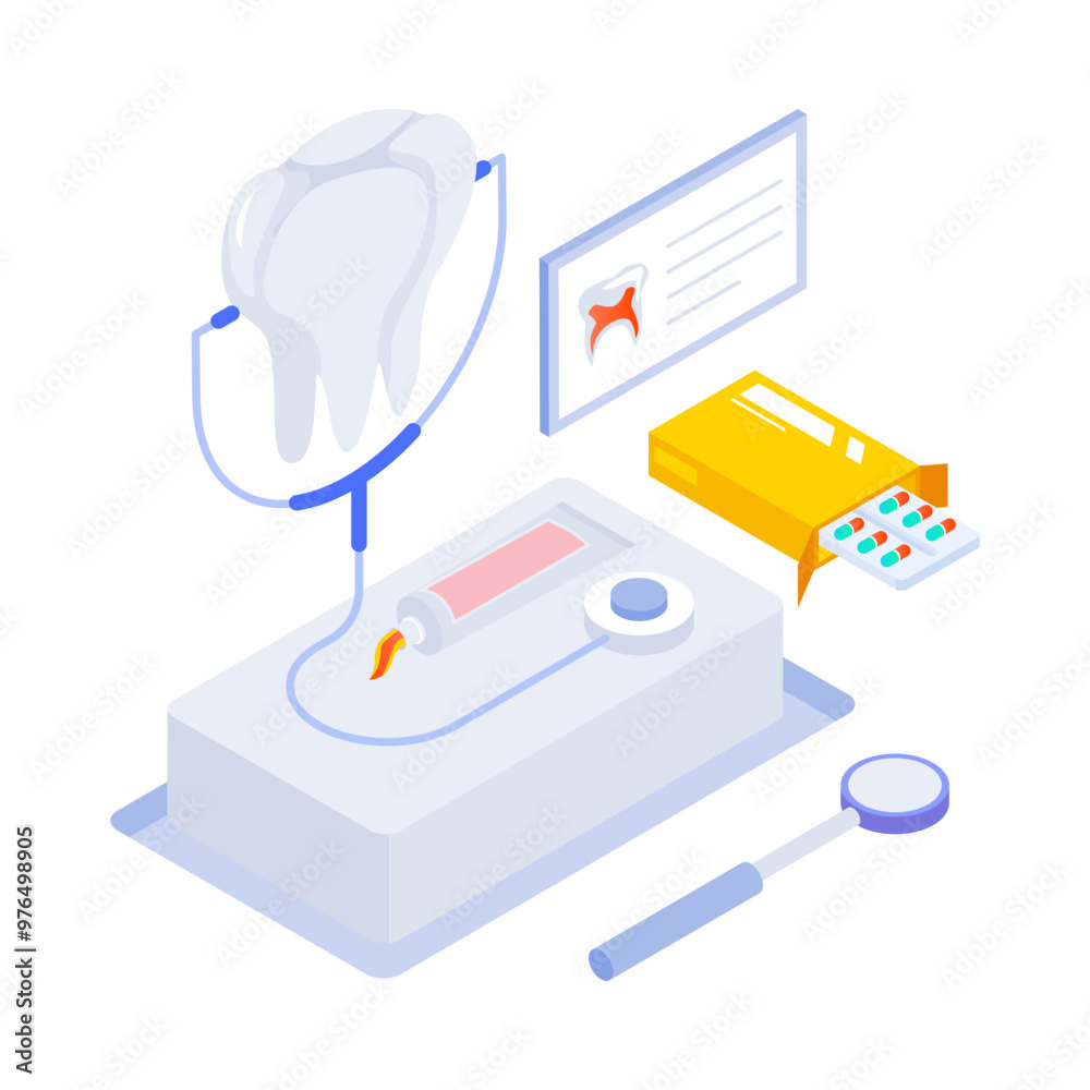 Canvas Prints teeth checkup icon in isometric style