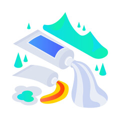 Toothpaste icon in isometric style