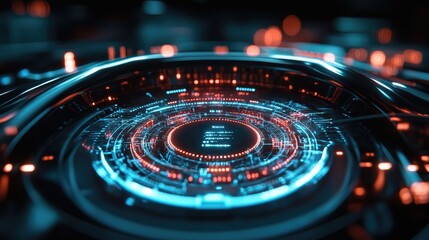 Advanced digital speedometer on a futuristic electric car dashboard, surrounded by wireframe holographic technology elements,