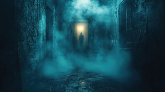 Haunting Encounter in a Eerie Alleyway - Ghostly Presence in Abandoned Urban Setting