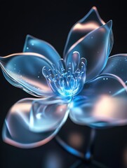 Abstract Glass Flower with Glowing Center
