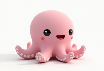 Cute Octopus Stool Design: Pop Art, Exaggerated Shape, White Background