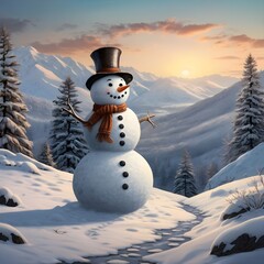 Obraz premium snowman in the forest