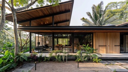 Modern House with Wooden Accents