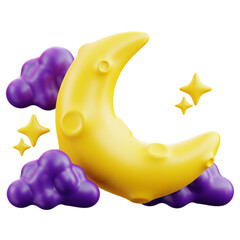 Dark cloud with bat and moon 3D Halloween Icon for uiux, web, app, infographic, etc