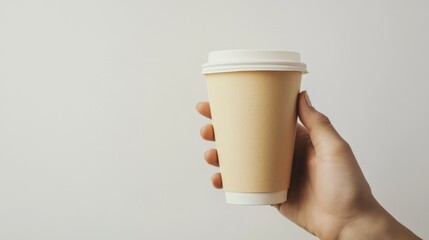 Close-up of a Hand Holding a Take-Away Coffee Cup
