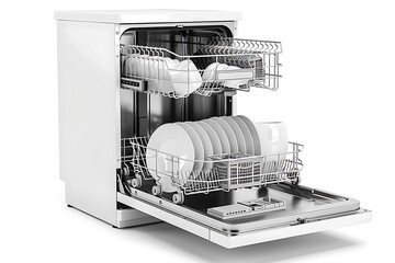 Dishwasher isolated on white background.