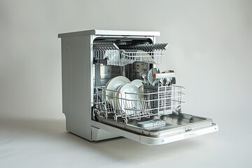 Dishwasher isolated on white background. 3D rendering.