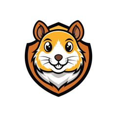 Hamster head mascot logo. Vector illustration isolated on white background.