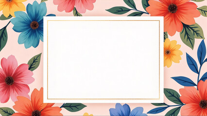 Obraz premium A white background with a flowery border