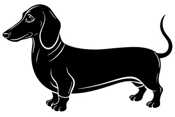 Dachshund dog silhouette, Dachshund icon, Vector black silhouette.