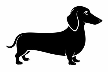 Dachshund dog silhouette, Dachshund icon, Vector black silhouette.