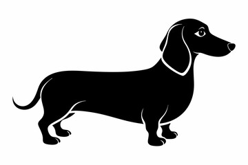 Dachshund dog silhouette, Dachshund icon, Vector black silhouette.