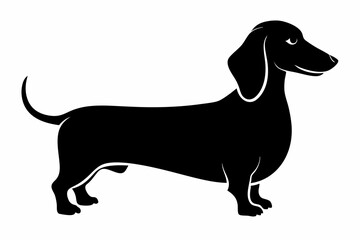 Dachshund dog silhouette, Dachshund icon, Vector black silhouette.