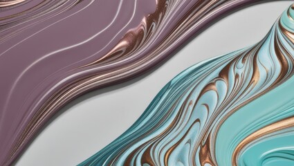 Abstract Swirls of Purple and Blue Liquid with Gold Accents