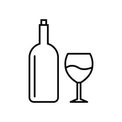 Wine bottle and its glass Icon