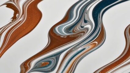 Abstract Swirls of Brown, Gray, and White Paint