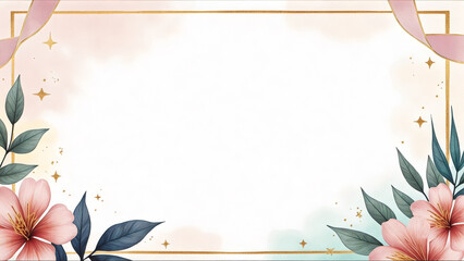 A frame with a pink ribbon and flowers