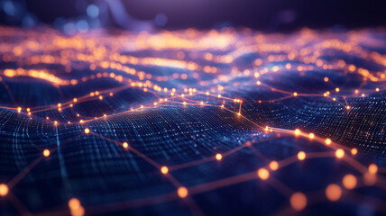 A vibrant digital landscape showcasing luminous connections and networks