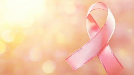 Pink Ribbon Awareness Symbol on Blurry Background