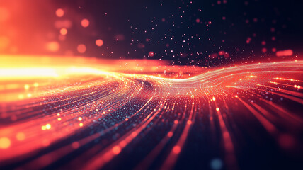 Fototapeta premium Futuristic abstract background with radiant glowing lines and particles
