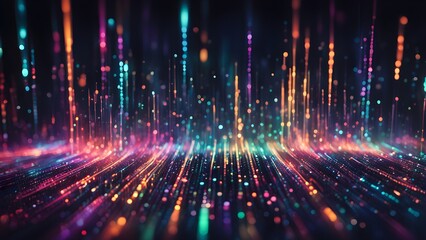 A colorful abstract background with glowing lines and particles, creating a futuristic and dynamic effect.