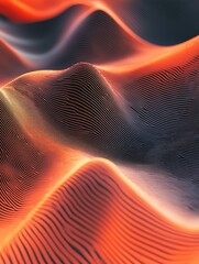 Abstract Orange and Black Wavy Lines Background