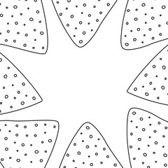 Outline tortilla chips nachos Abstract square frame border Copy space Lettering or cards template
