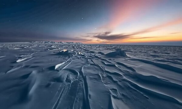 sunrise in the snow aerial drone clying