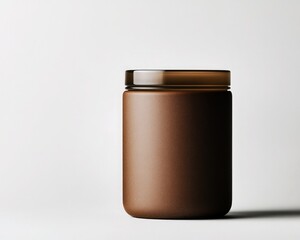 A minimalist brown jar with a smooth finish, ideal for storage or decoration in modern interior design.