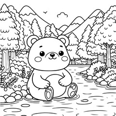 baby bear in the forest coloring book for kids