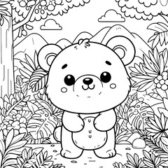 baby bear in the forest coloring book for kids