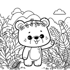 baby bear in the forest coloring book for kids