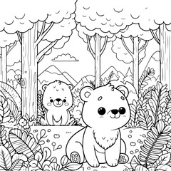 baby bear in the forest coloring book for kids