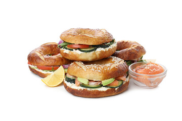 PNG, Bagel sandwich, isolated on white background