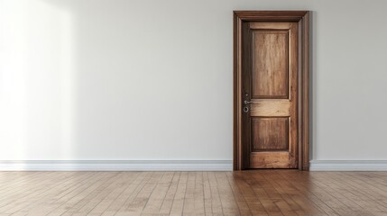 Wooden Door in Empty Room