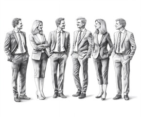 Monochrome group of business professionals