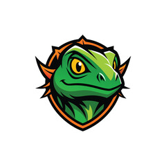 Lizard head mascot logo design vector template. This illustration can be used as a sport team logo, mascot branding, corporate identity, etc.