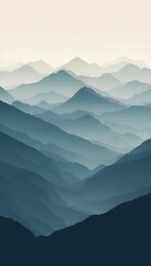 Naklejka premium Misty Mountain Ranges in a Blue Hue