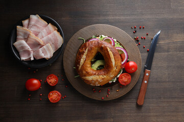 Bagel sandwich, concept of tasty food for breakfast and lunch