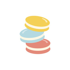 Colorful macaron. Dessert, bakery, cooking concepts. Flat vector design isolated illustration.
