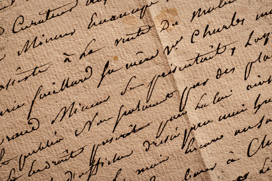 Old yellowed faded antique vintage handwritten letter background - Powered by Adobe